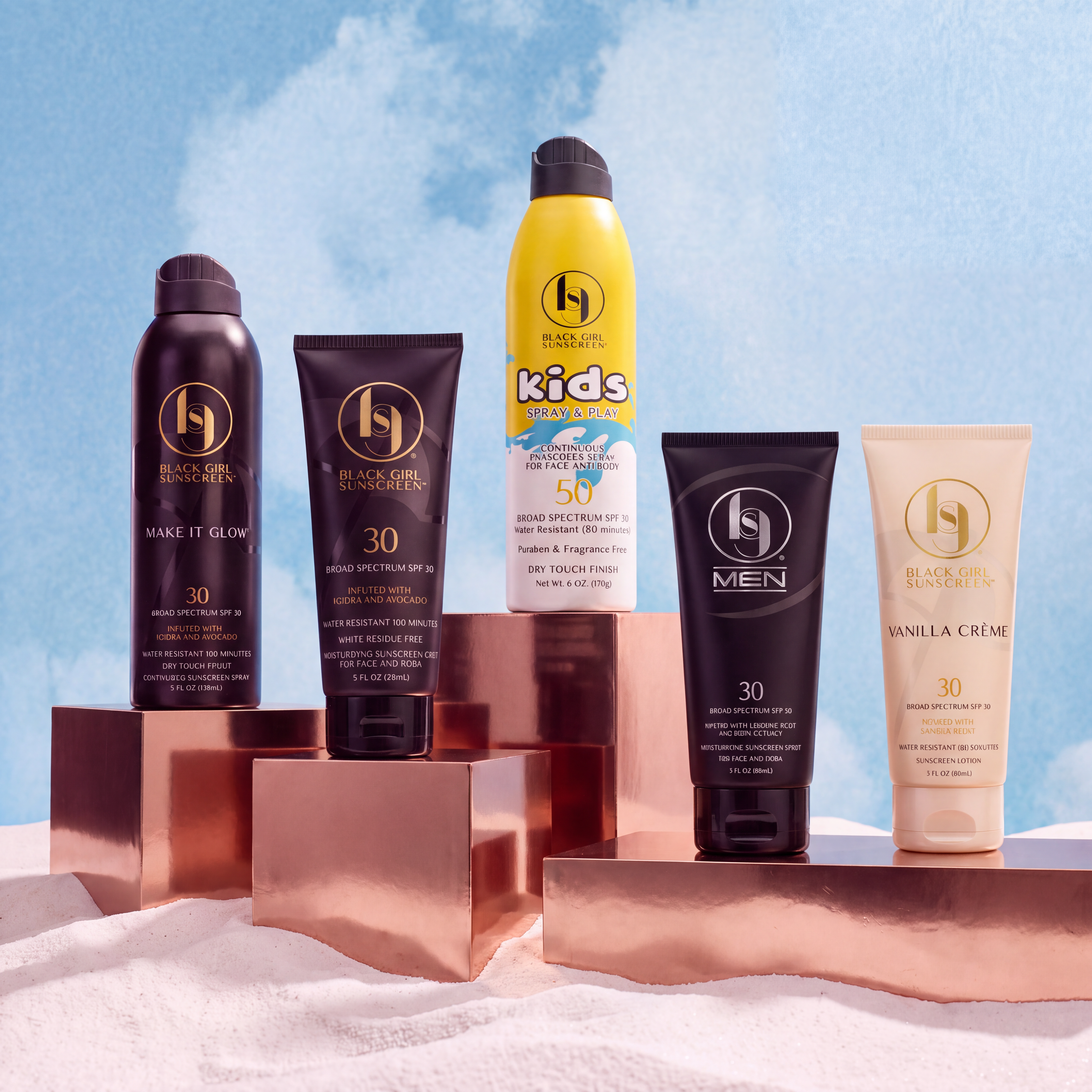Black Girl Sunscreen product range packaging formats